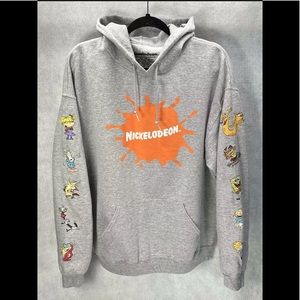Nickelodeon Rugrats Gray Hoodie Sweater Size XL Rocket Power Spongebob Catdog
